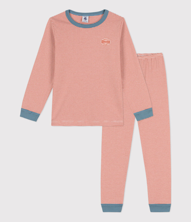 Pyjama milleraies en coton enfant rose BRANDY/blanc MARSHMALLOW