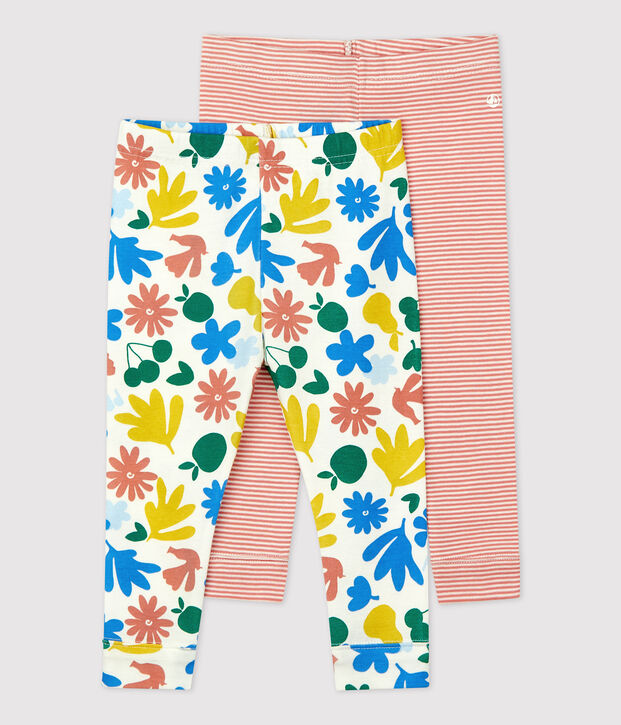 Lot 2 leggings fantaisie en coton b&eacute;b&eacute; multicouleur
