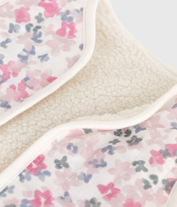 Gilet b&eacute;b&eacute; en popeline de coton et sherpa sans manche imprim&eacute; &eacute;cru/multicouleur