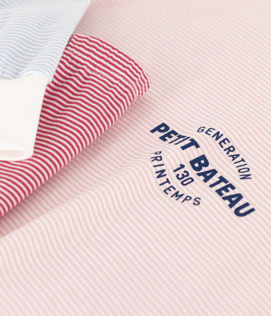 Pyjama milleraies tricolore en coton femme blanc MARSHMALLOW/blanc MULTICO