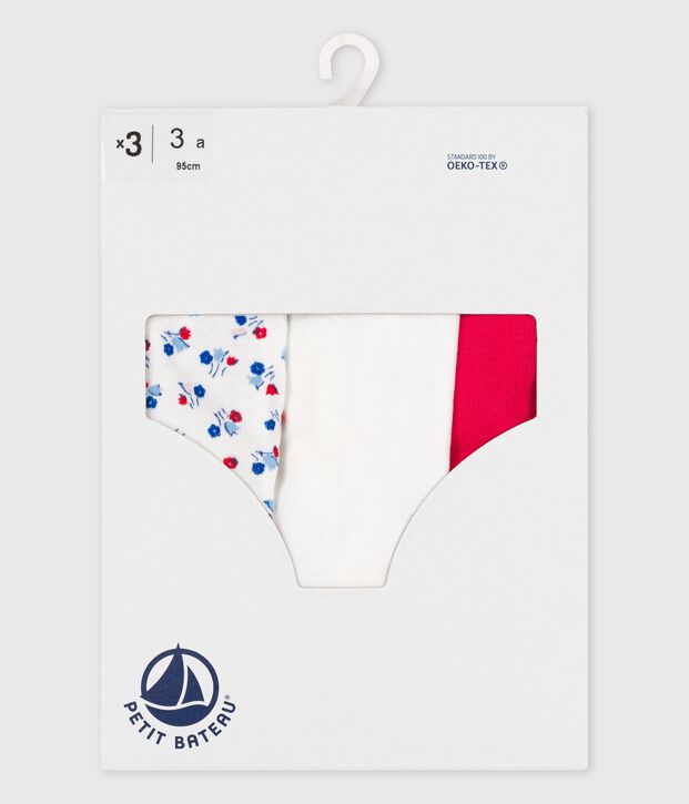 Lot de 3 culottes hautes petite fille en coton multicouleur