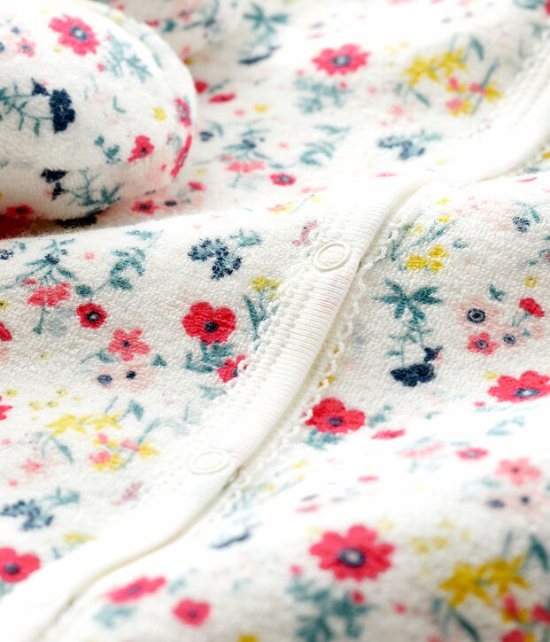 Ensemble nuit b&eacute;b&eacute; fille en bouclette &eacute;ponge blanc/multicouleur