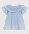 Blouse enfant en coton manches courtes unie bleu