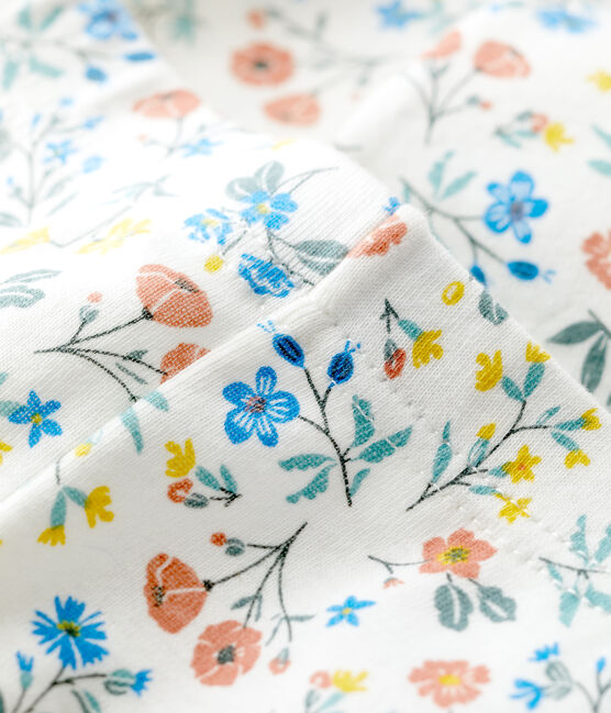 Legging imprimé fleuri en coton bébé blanc MARSHMALLOW/blanc MULTICO