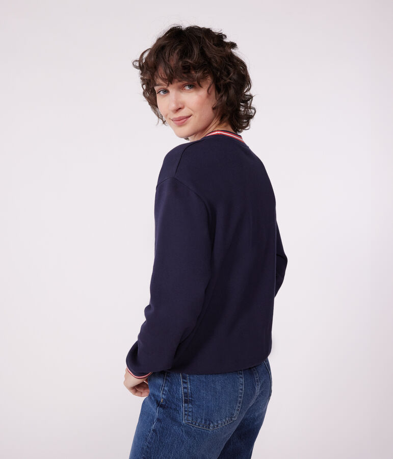 Sweatshirt femme en coton uni bleu SMOKING