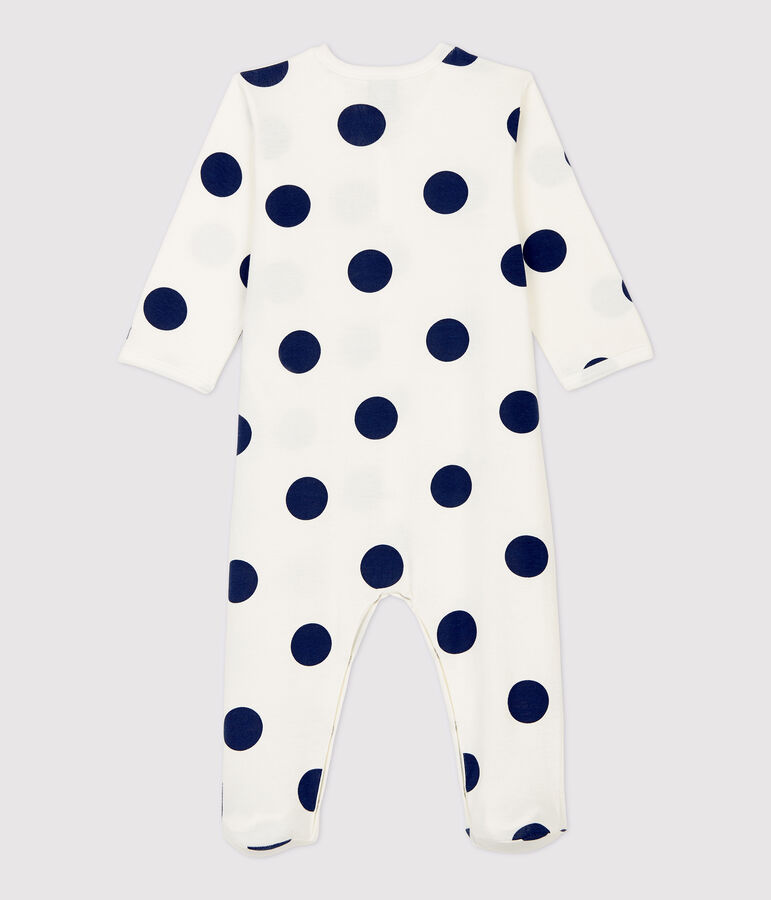 Dors-bien b&eacute;b&eacute; &agrave; pois en coton biologique blanc MARSHMALLOW/bleu MEDIEVAL