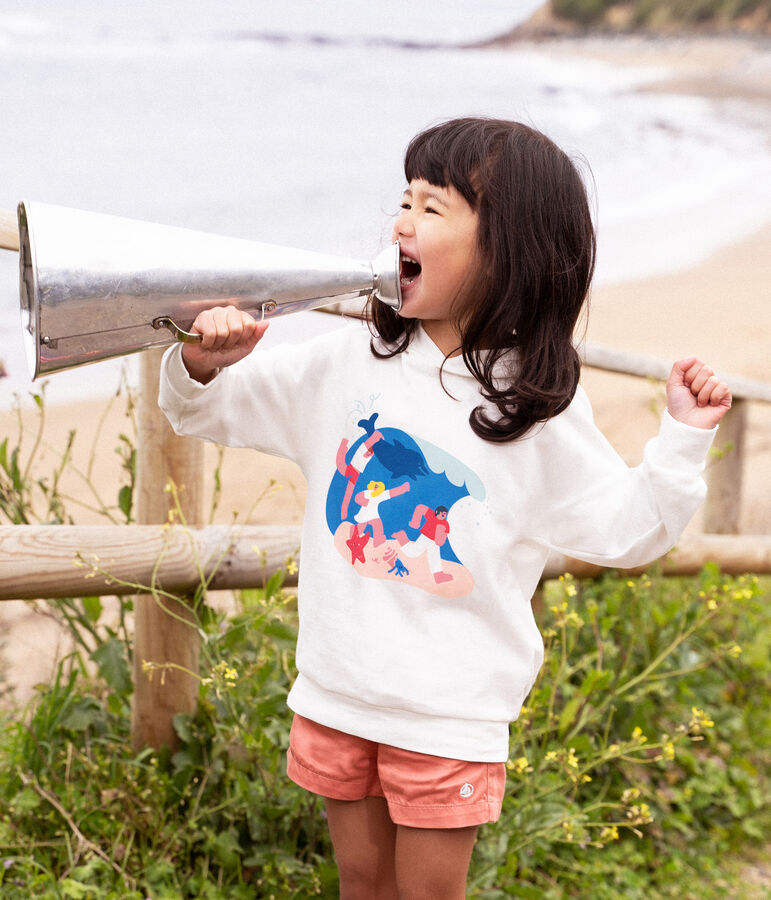Sweatshirt gar&ccedil;on Petit Bateau x Water Family blanc MARSHMALLOW