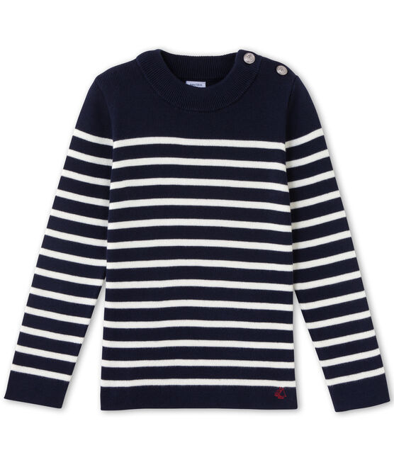 Pull marin enfant garçon bleu SMOKING/blanc LAIT