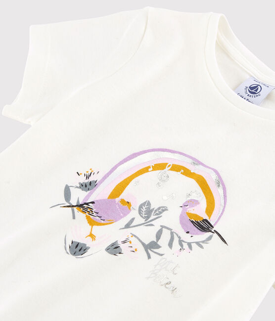 Tee shirt sérigraphié enfant fille blanc MARSHMALLOW