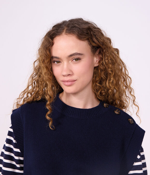 Marini&egrave;re femme en coton manches longues bleu/blanc