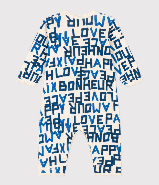 Pyjama b&eacute;b&eacute; sans pieds en coton &eacute;cru/multicouleur