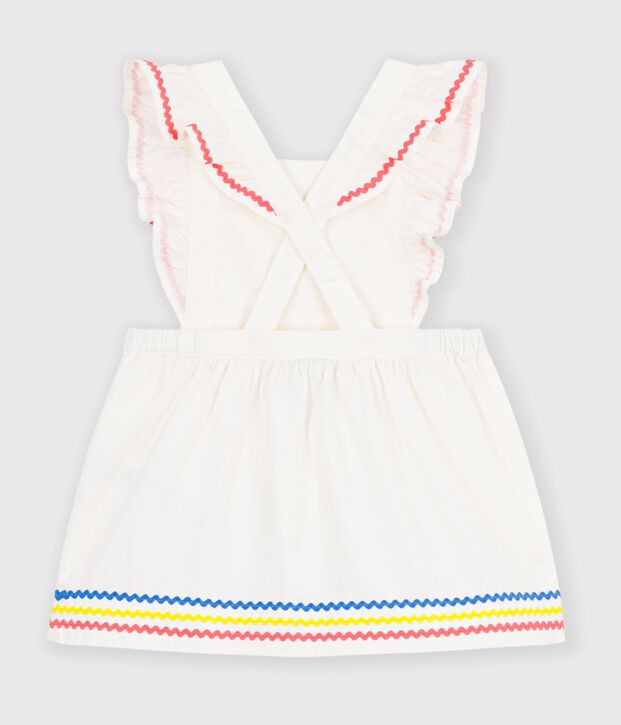 Robe salopette b&eacute;b&eacute; en coton, unie blanc