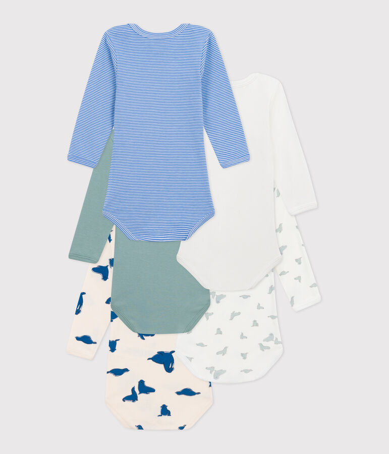 Lot de 5 bodies manches longues en coton imprim&eacute; b&eacute;b&eacute; variante 1