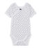 Body naissance fille manches courtes imprimé blanc ECUME/bleu MEDIEVAL