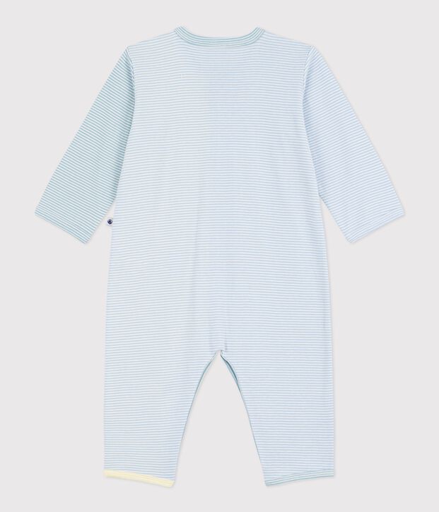 Pyjama b&eacute;b&eacute; en coton sans pieds imprim&eacute; &agrave; rayures bleu/blanc