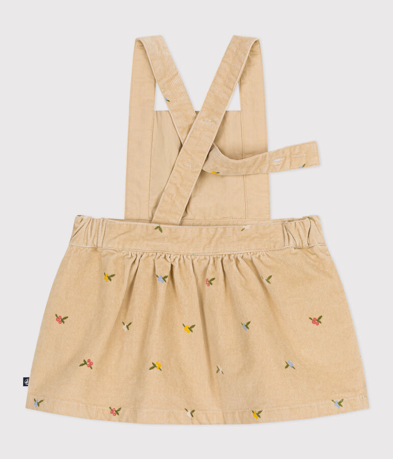 Robe b&eacute;b&eacute; en velours c&ocirc;tel&eacute; brod&eacute; de fleurs beige CAJOU/ MULTICO