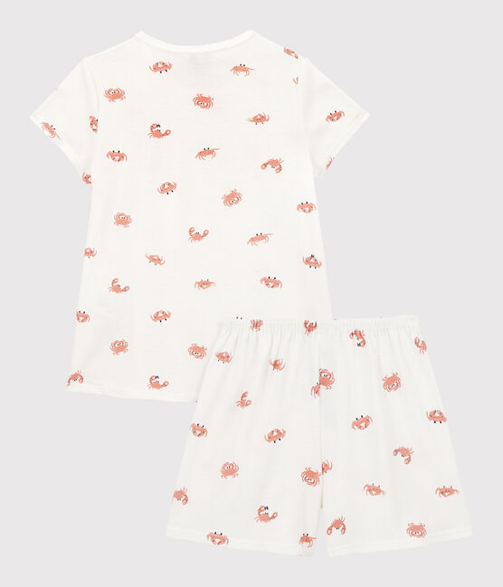 Pyjacourt crabes petite fille en coton blanc MARSHMALLOW/blanc MULTICO