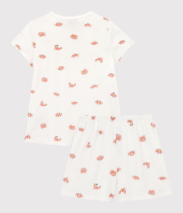 Pyjacourt crabes petite fille en coton blanc/multicouleur