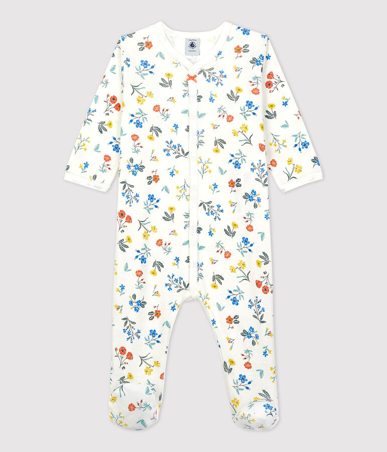 Dors-bien b&eacute;b&eacute; imprim&eacute; fleuri en coton blanc MARSHMALLOW/blanc MULTICO
