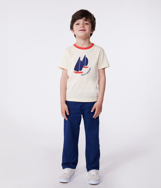 Teeshirt enfant en coton manches courtes imprimé écru AVALANCHE