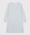 Chemise de nuit femme en coton col tunisien &agrave; rayures gris/blanc