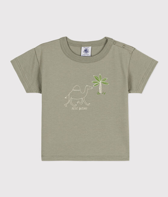 Tee-shirt manches courtes bébé en jersey avec motif vert MARECAGE