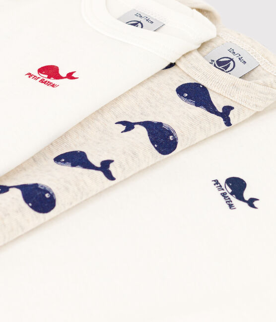 Lot de 3 bodies manches longues baleines bébé en coton variante 1