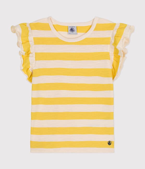 Tee-shirt rayé en jersey flammé enfant fille jaune NECTAR/ AVALANCHE