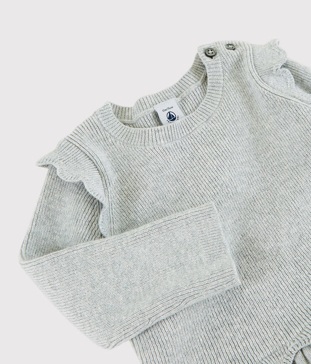 Robe b&eacute;b&eacute; fille en laine et coton gris