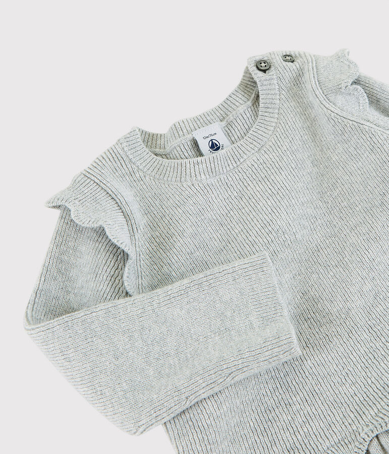 Robe b&eacute;b&eacute; fille en laine et coton gris