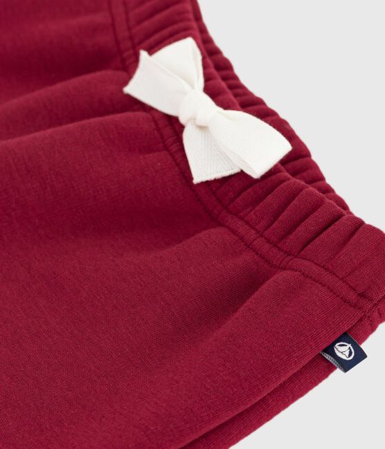 Pantalon bébé en coton doux et chaud uni AMARANTE