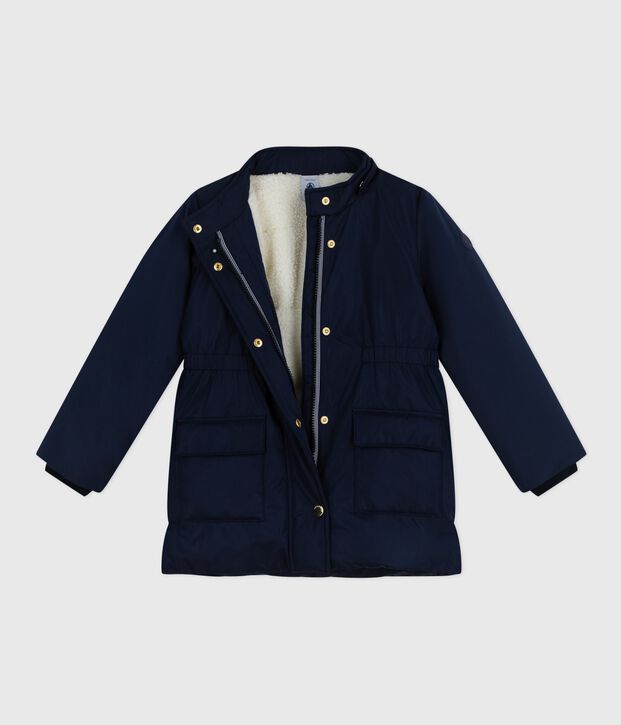 Parka enfant mi-longue unie bleu marine