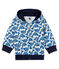Sweatshirt à capuche zippé bébé garçon en jersey imprimé blanc MARSHMALLOW/blanc MULTICO