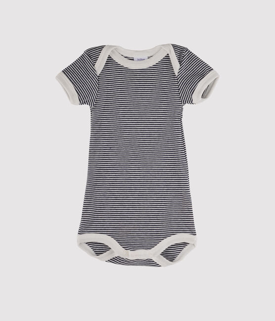 Body manches courtes bébé fille - bébé garçon bleu SMOKING/blanc LAIT