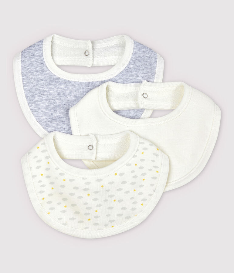Lot de 3 bavoirs b&eacute;b&eacute; en coton biologique multicouleur