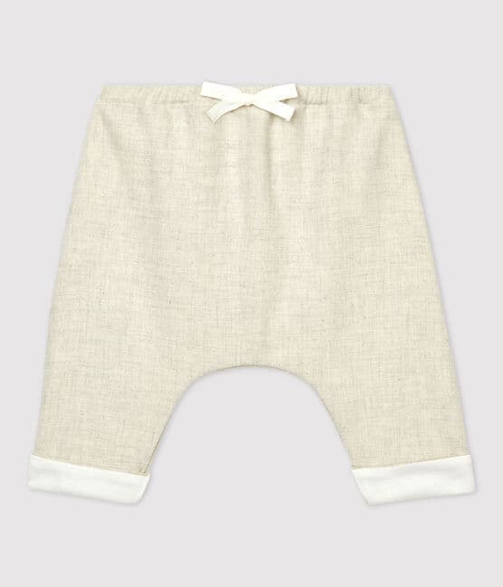 Pantalon bébé flanelle en coton biologique beige MONTELIMAR CHINE