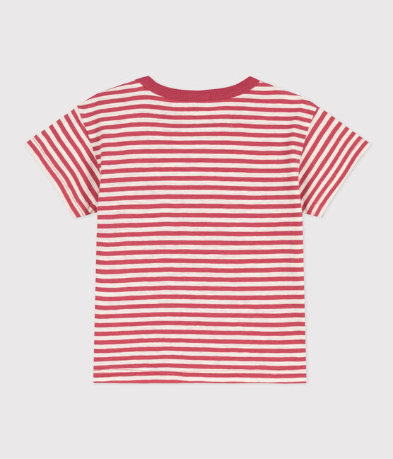 Tee-shirt manches courtes bébé en jersey flammé rayé rose PAPI/beige AVALANCHE