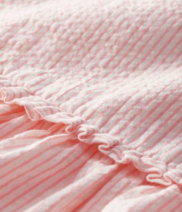 Robe sans manches b&eacute;b&eacute; fille ray&eacute;e blanc/rose