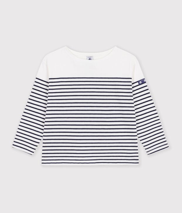 Marini&egrave;re enfant en coton blanc/bleu