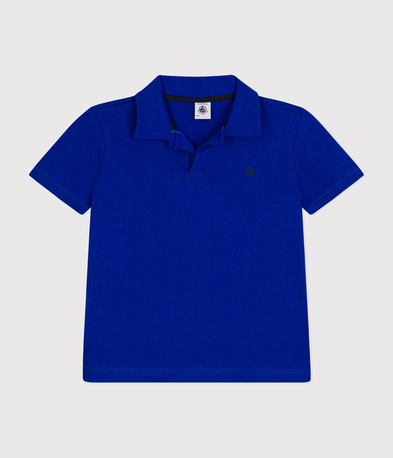 Polo manches courtes en coton enfant gar&ccedil;on bleu