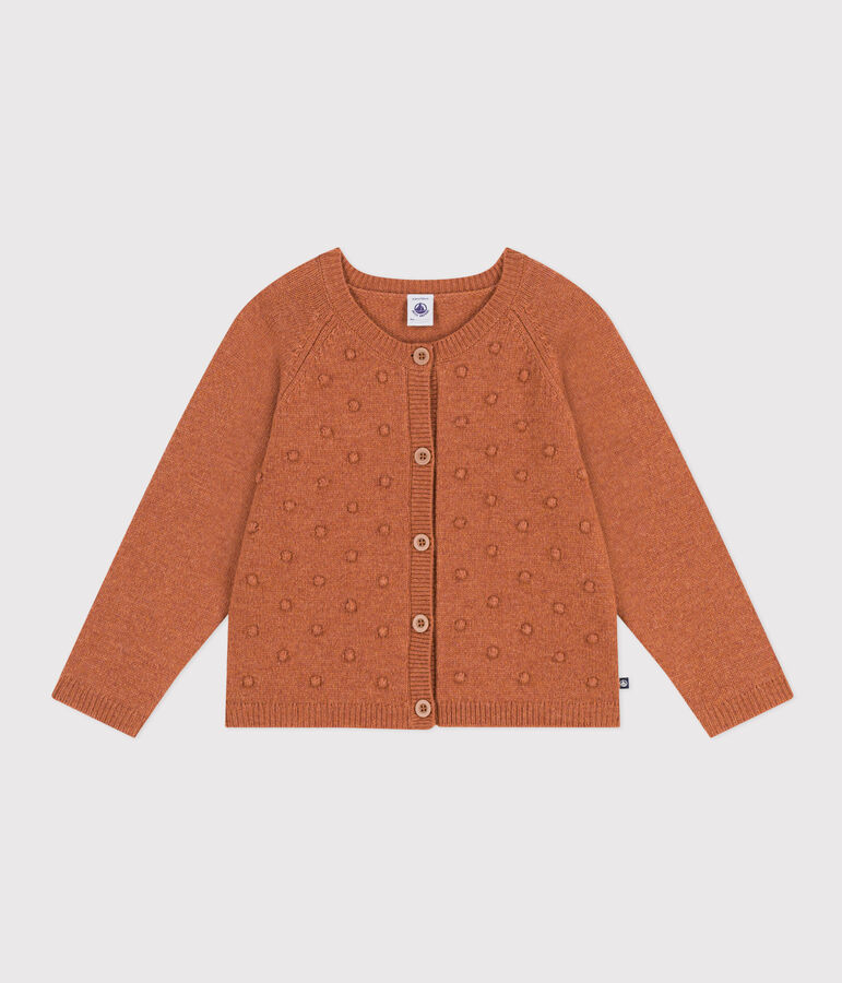 Cardigan en laine enfant fille marron ECUREUIL