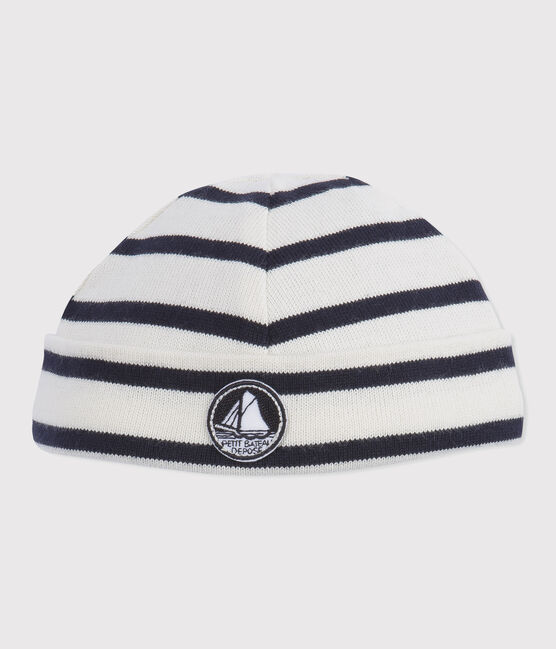 Bonnet iconique bébé garçon beige COQUILLE/bleu SMOKING