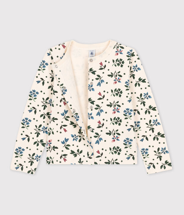 Cardigan imprim&eacute; en tubique enfant fille &eacute;cru/multicouleur