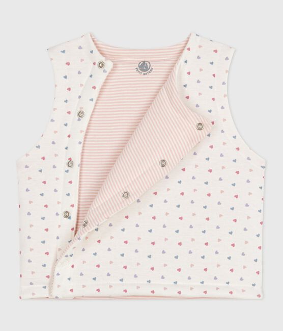 Gilet sans manche réversible bébé en coton imprimé blanc MARSHMALLOW/blanc MULTICO