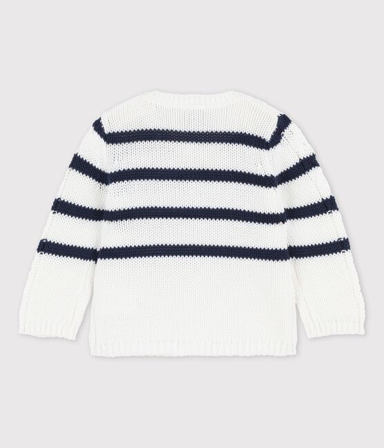 Pull en tricot torsadé bébé blanc MARSHMALLOW/bleu SMOKING