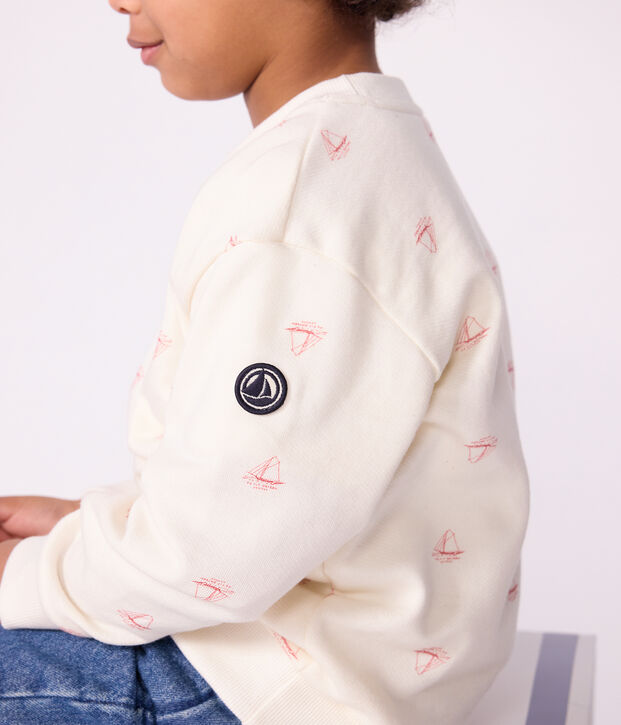 Sweatshirt enfant en coton imprim&eacute; rouge/rouge