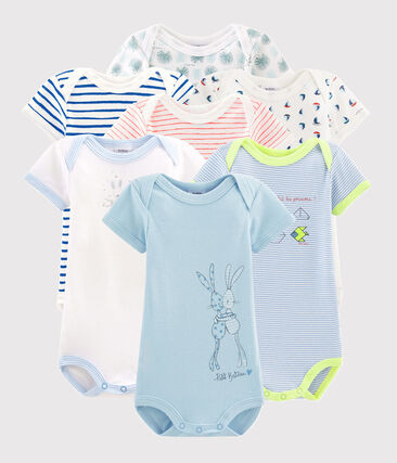 PETIT BATEAU - Lot surprise de 7 bodies manches courtes bébé garçon