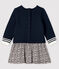 Robe manches longues bébé fille bleu SMOKING/blanc MARSHMALLOW
