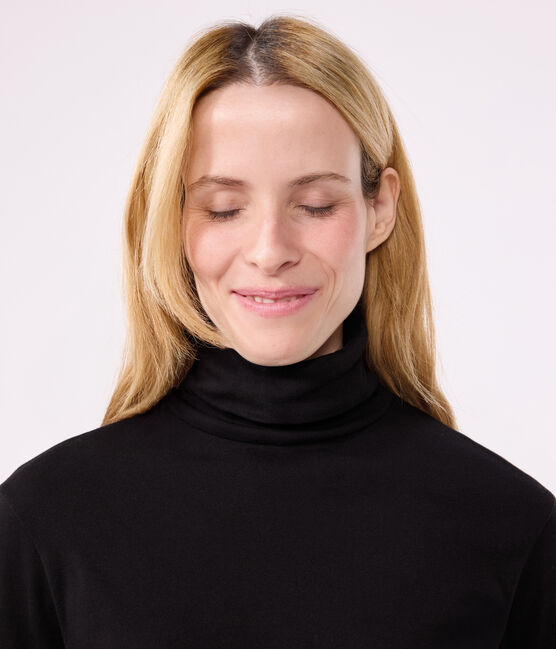 Tee-shirt l'Iconique Col roulé en coton femme noir BLACK