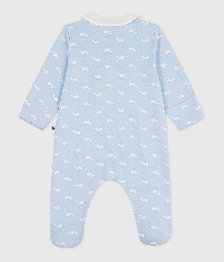 Pyjama b&eacute;b&eacute; en coton &agrave; col imprim&eacute; baleine bleu TOUDOU/blanc MARSHMALLOW